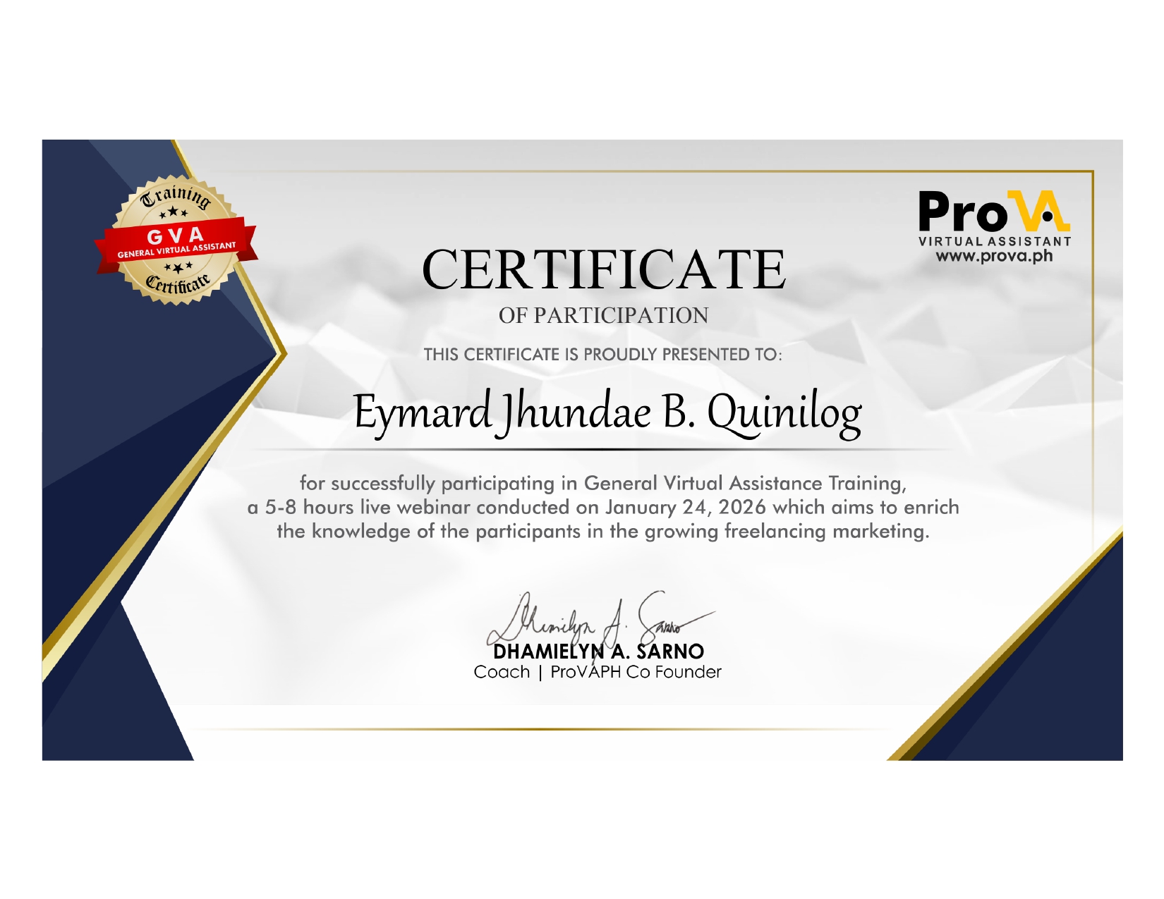 General Virtual Assistance Training