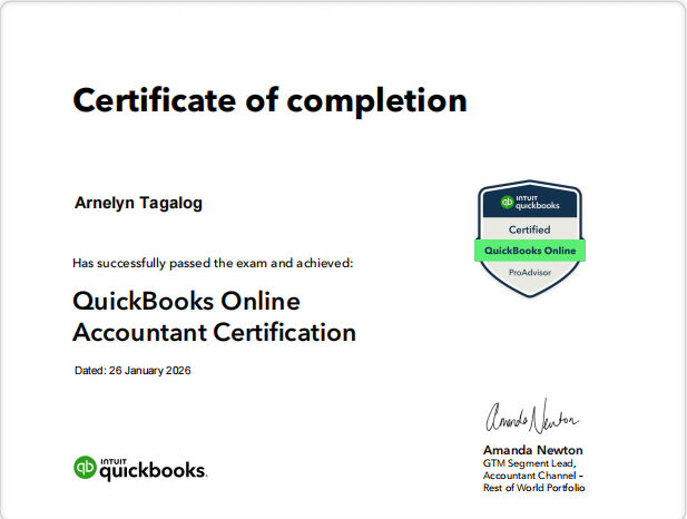 Online Quickbooks Certificate