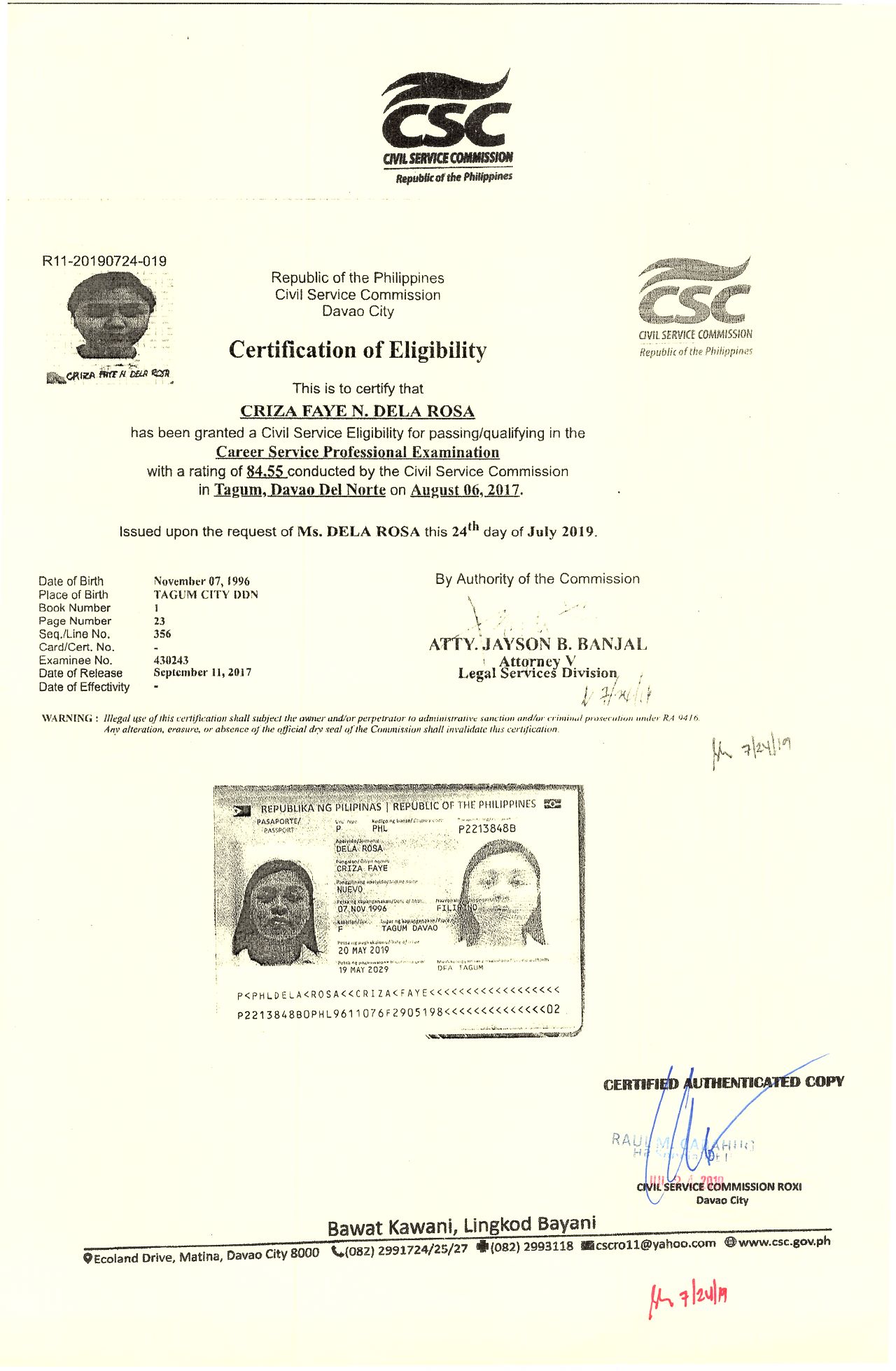 Civil Service Eligibility