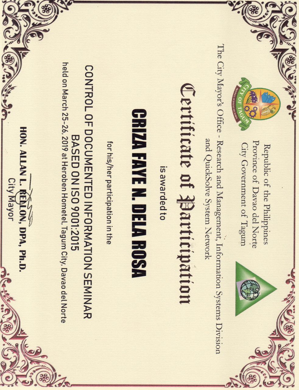 Document Control & Information Management Seminar (Based on ISO 9001:2015 principles)