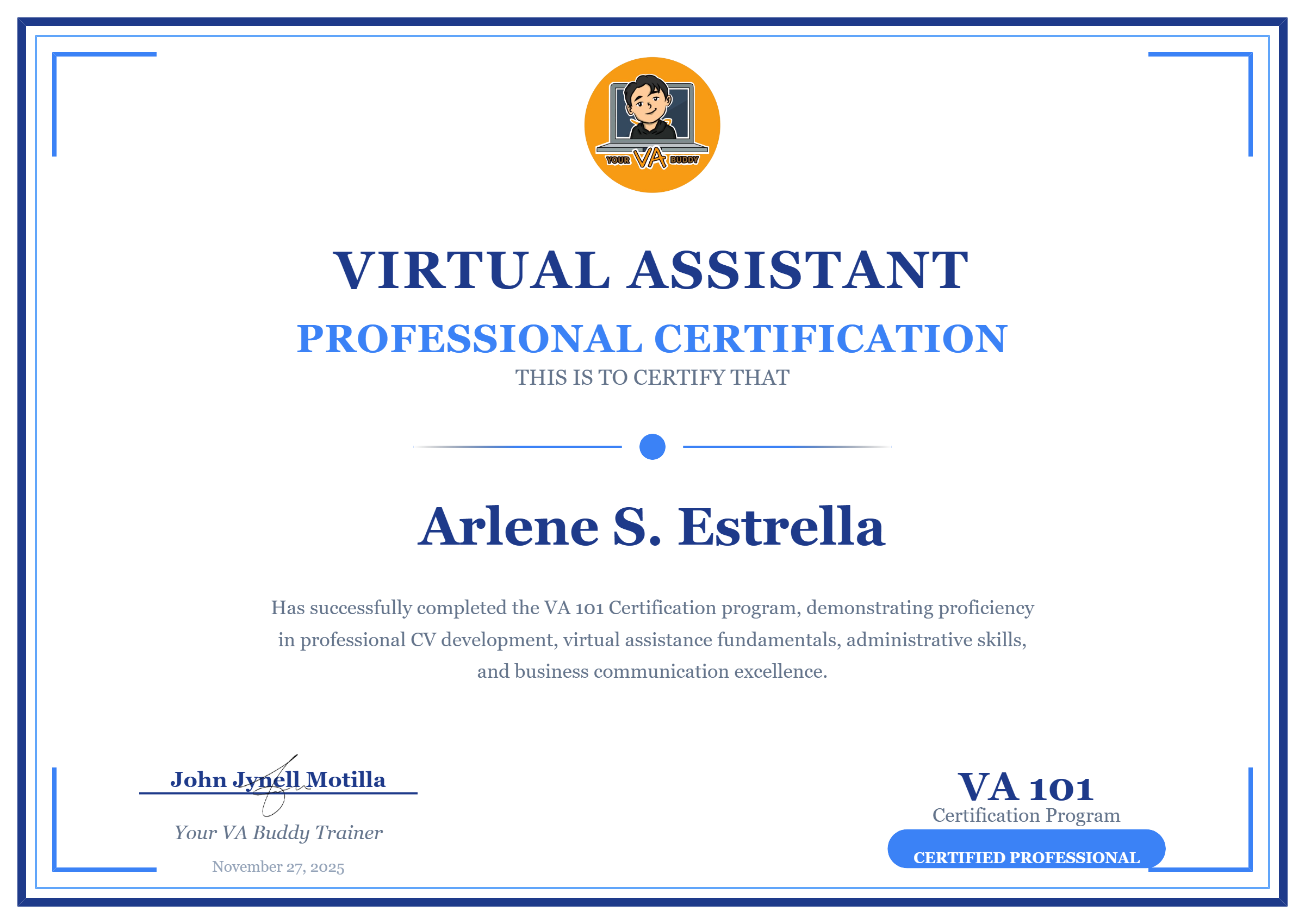 Virtual Assistant Professional Certification