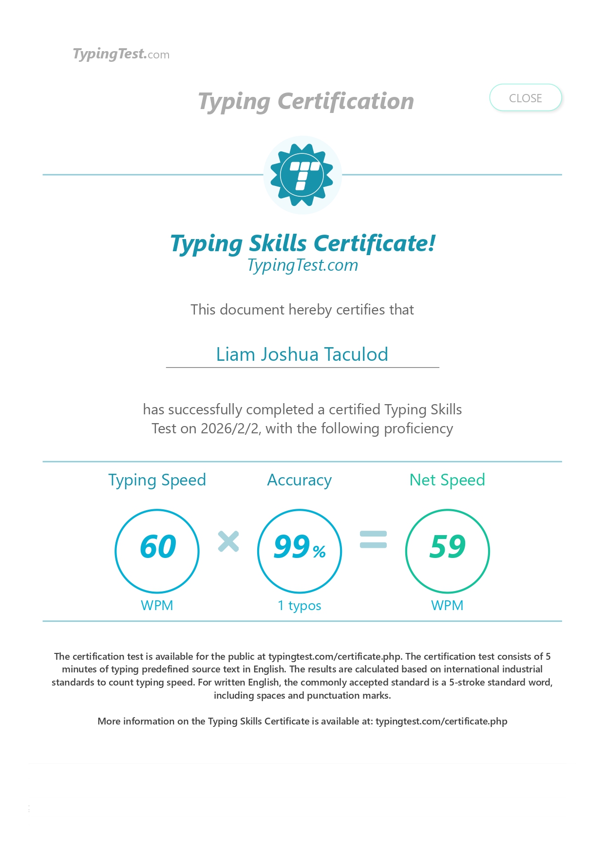 Typing Skills Certificate (typingtest.com)