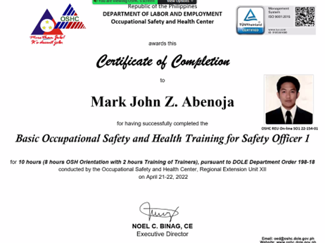Safety and Health Training 1