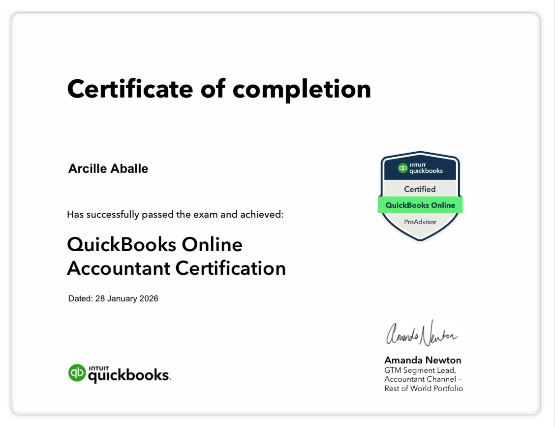 Certified QuickBooks Online ProAdvisor