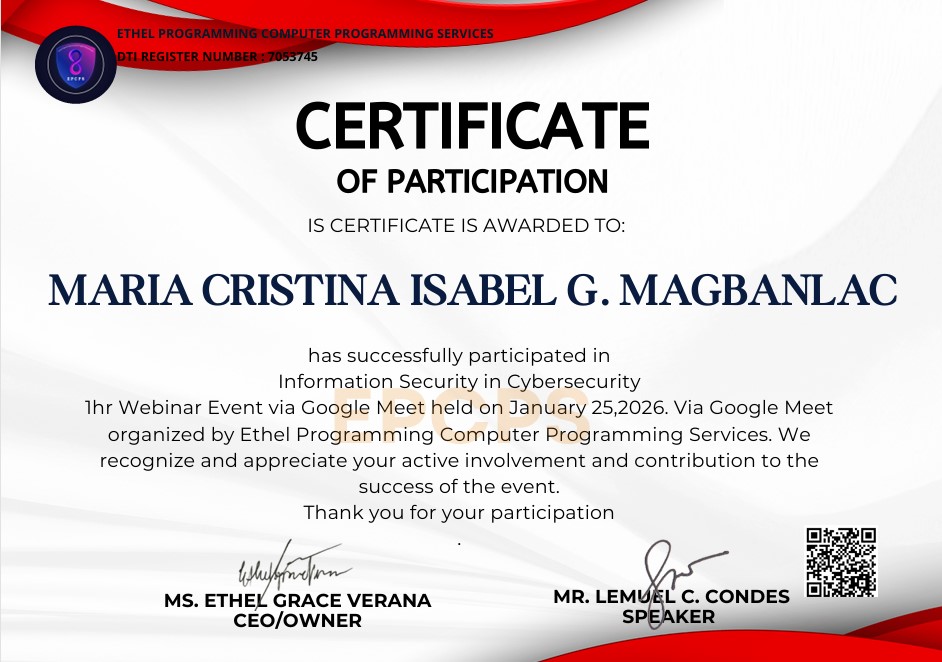 Information Security in Cybersecurity Certificate