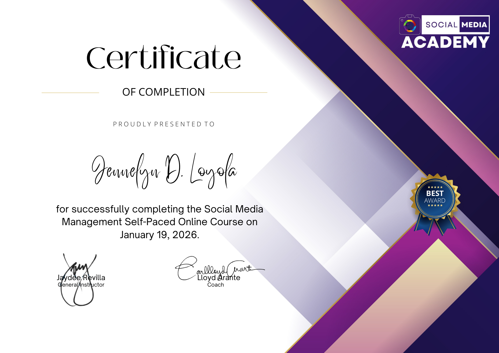 Social Media Management Certificate