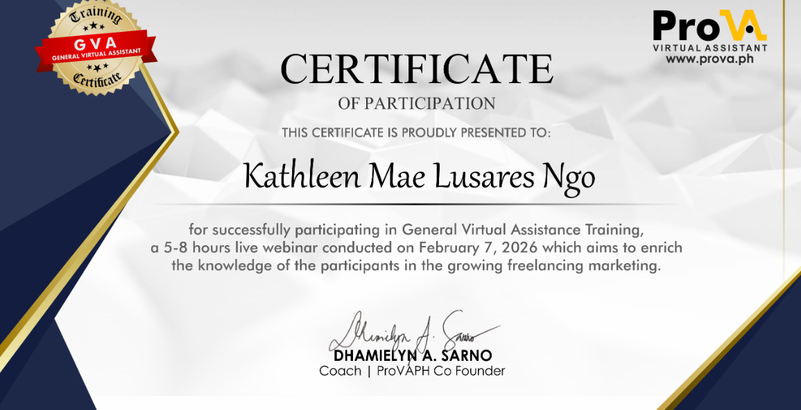 GVA TRAINING CERTIFICATE