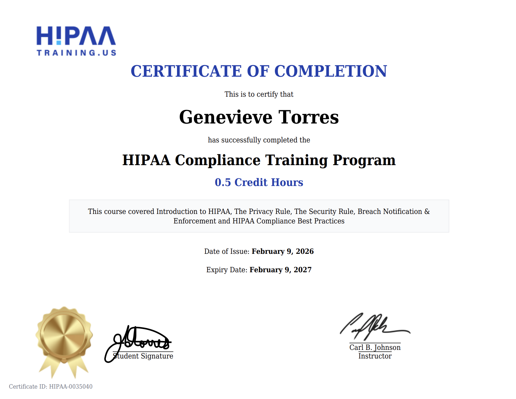 HIPAA COMPLIANCE TRAINING