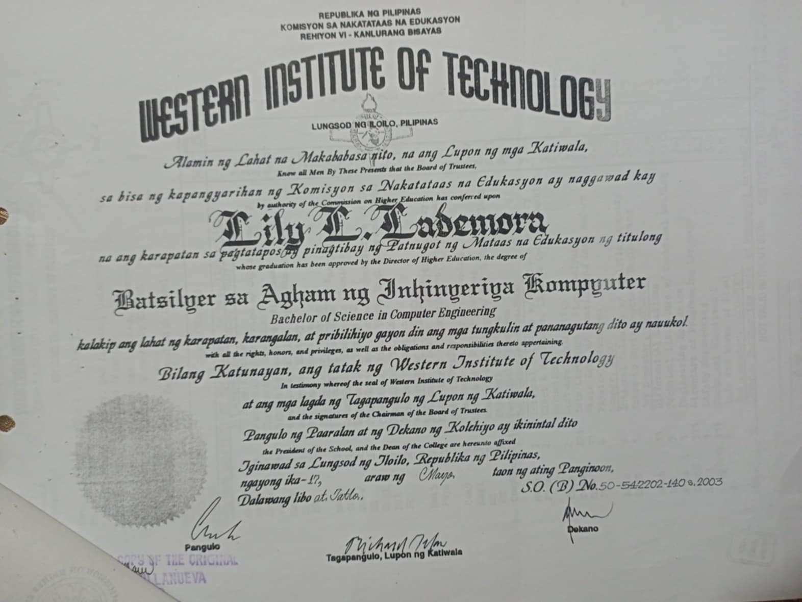 BS Computer Engineering Certificate