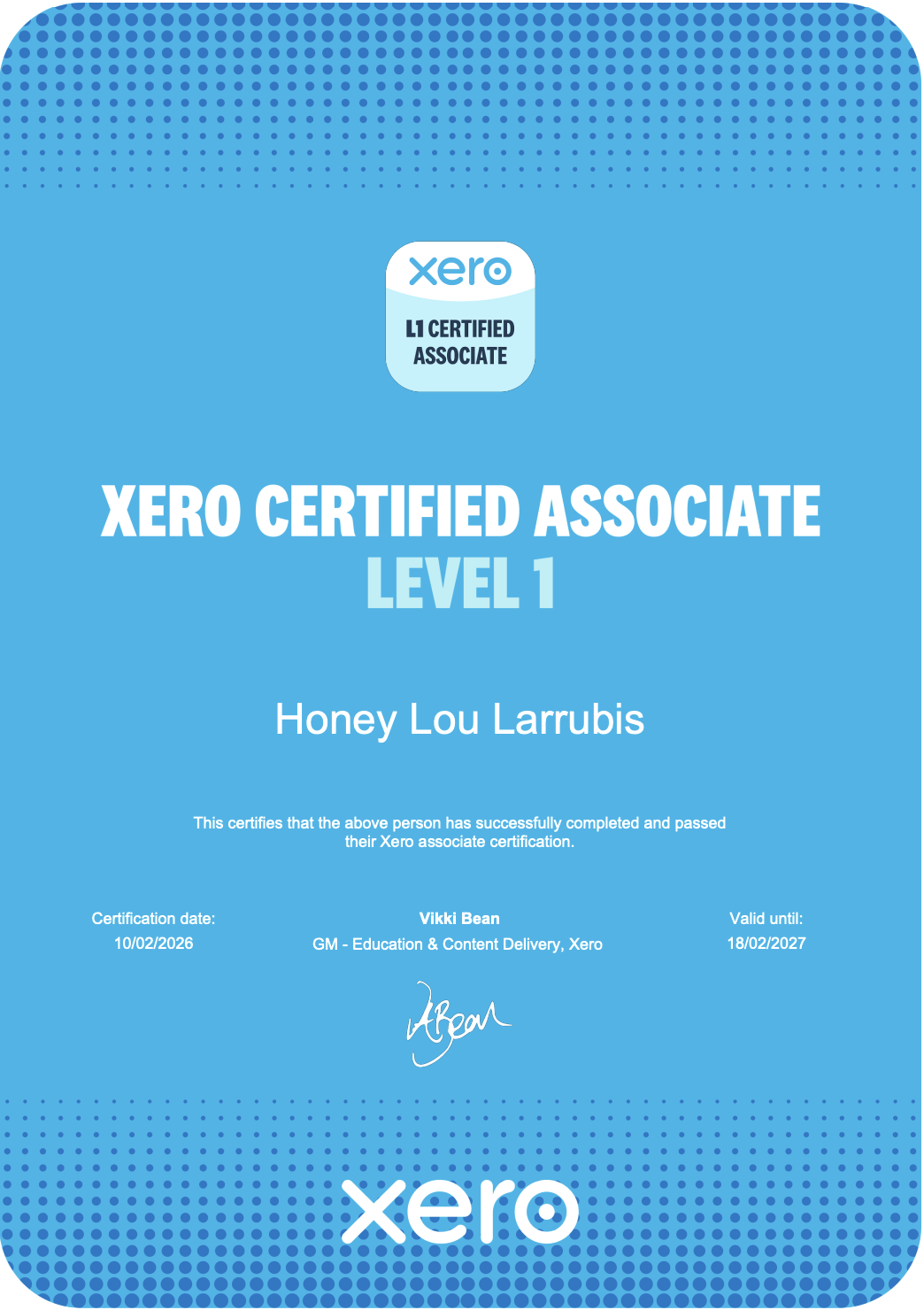 Xero Certified Associate Level 1
