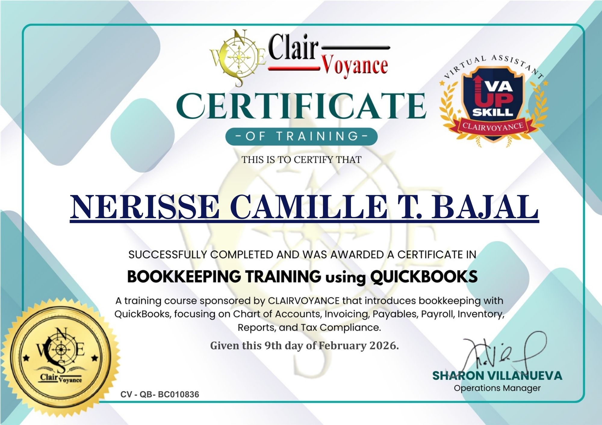 Bookkeeping Training using QuickBooks - ClairVoyance