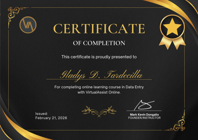 Completed Online Training Program