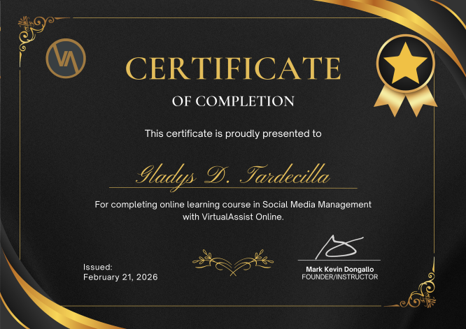 Completed Online Training Program