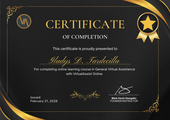Completed Online Training Program