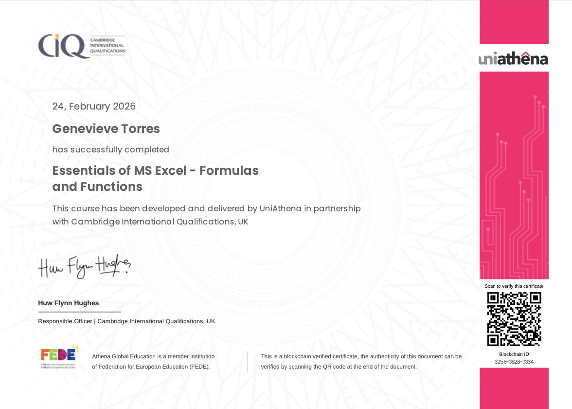 Excel Certificate