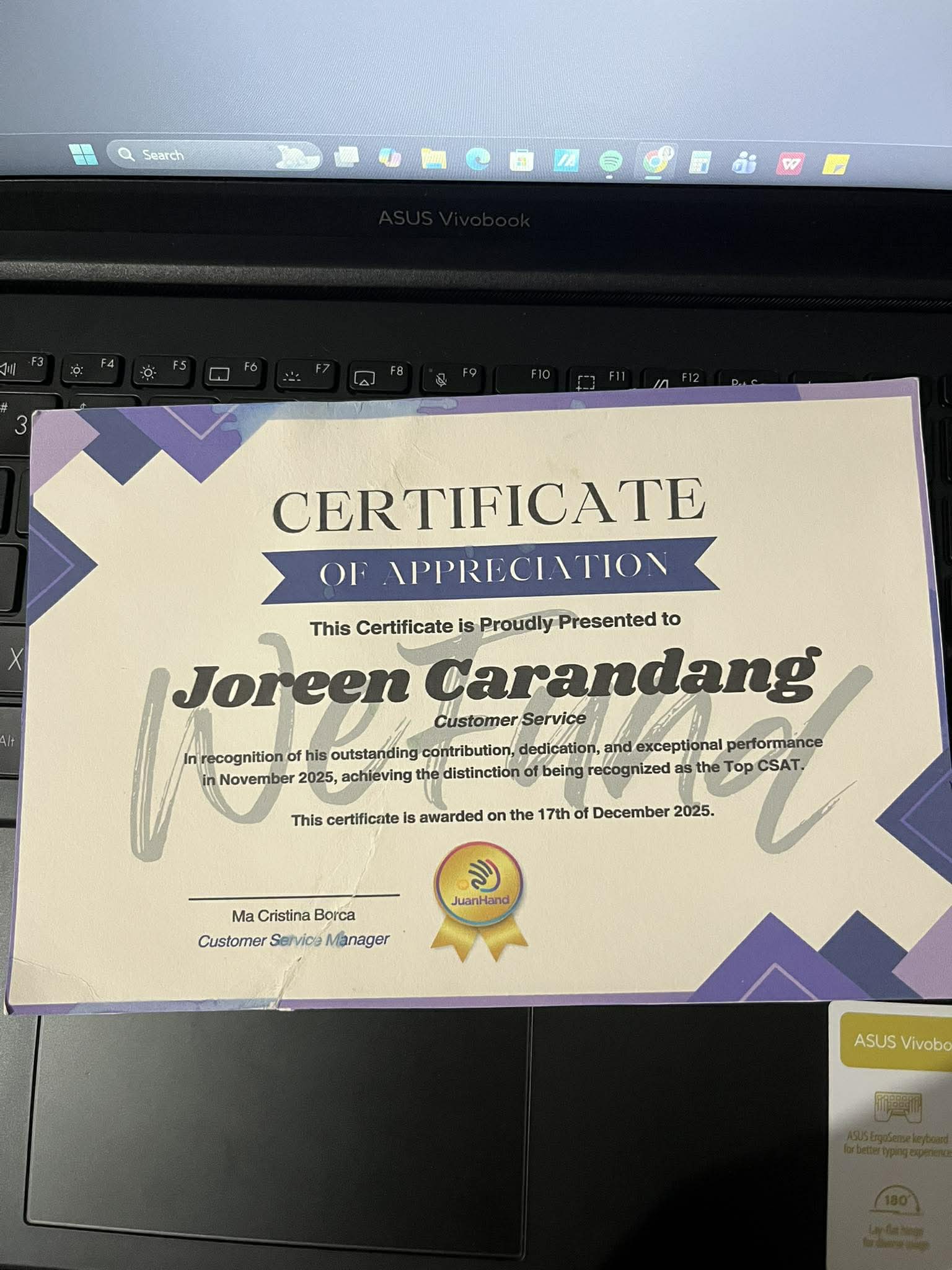 TOP PERFORMER  AS A CUSTOMER SERVICE