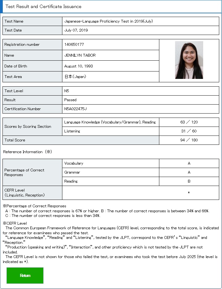 Japanese Proficiency Exam (N5)