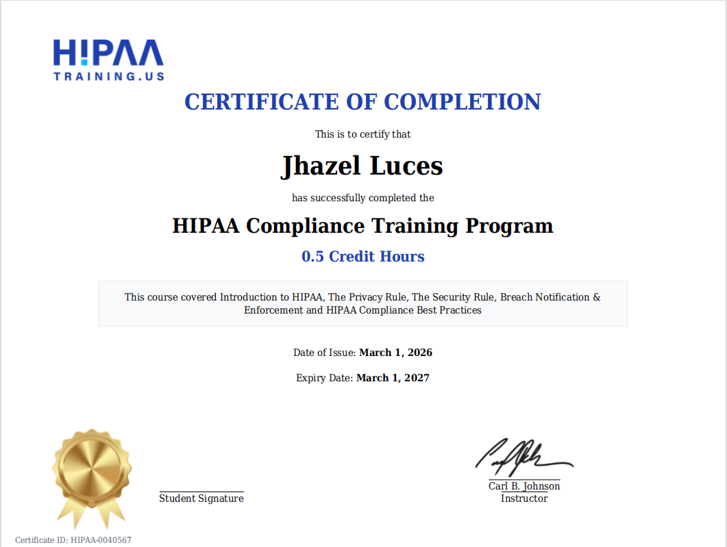 HIPPA Certification