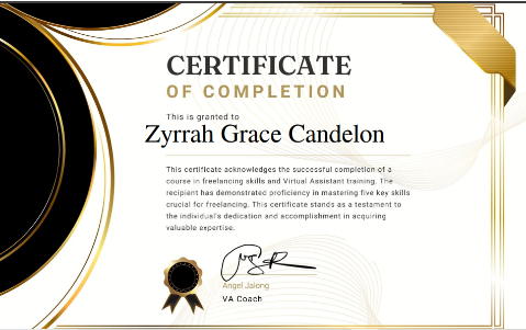 VIRTUAL ASSISTANT TRAINING CERTIFICATE