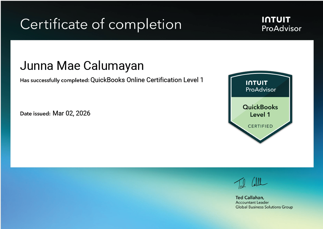 QuickBooks Online Certification Level 1 (US)