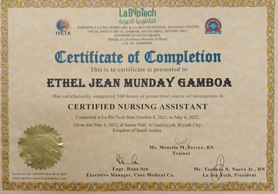 Certified Nursing Assistant