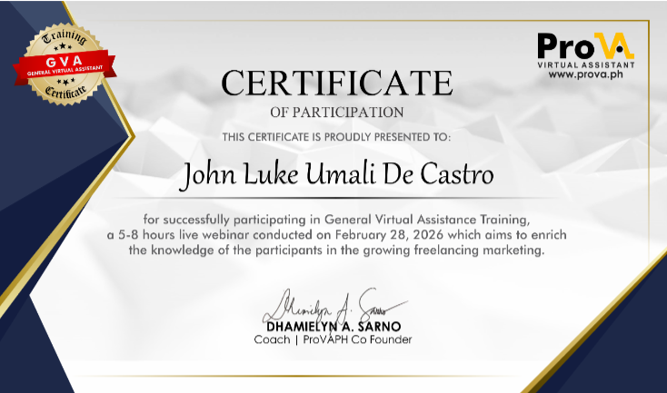 General Virtual Assistance Training