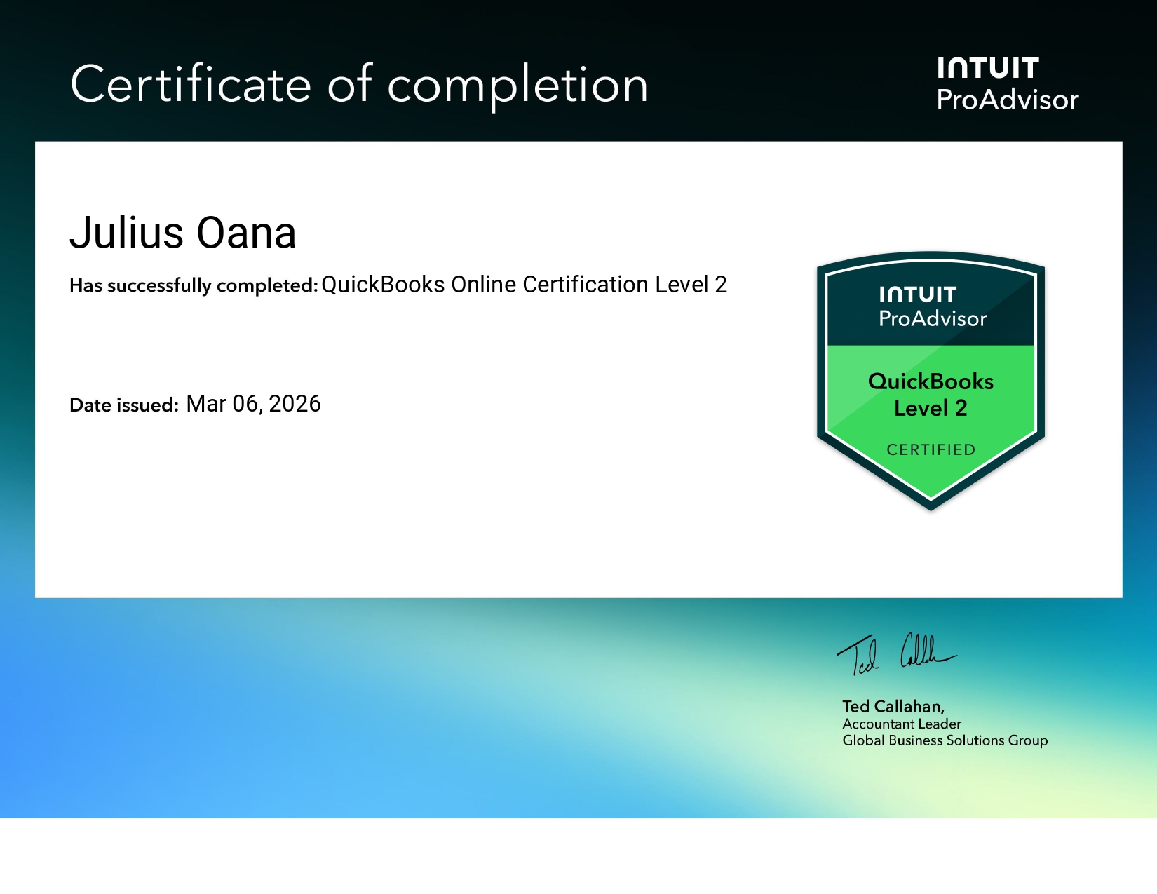 QuickBooks Certified ProAdvisor Level 2