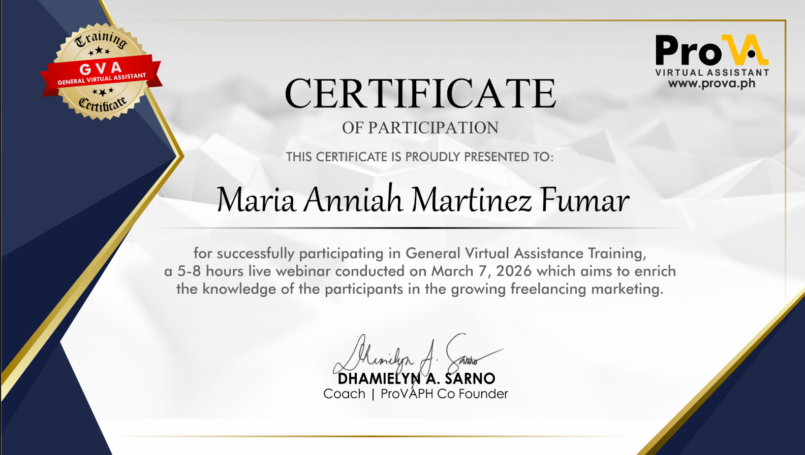 General Virtual Assistance Training