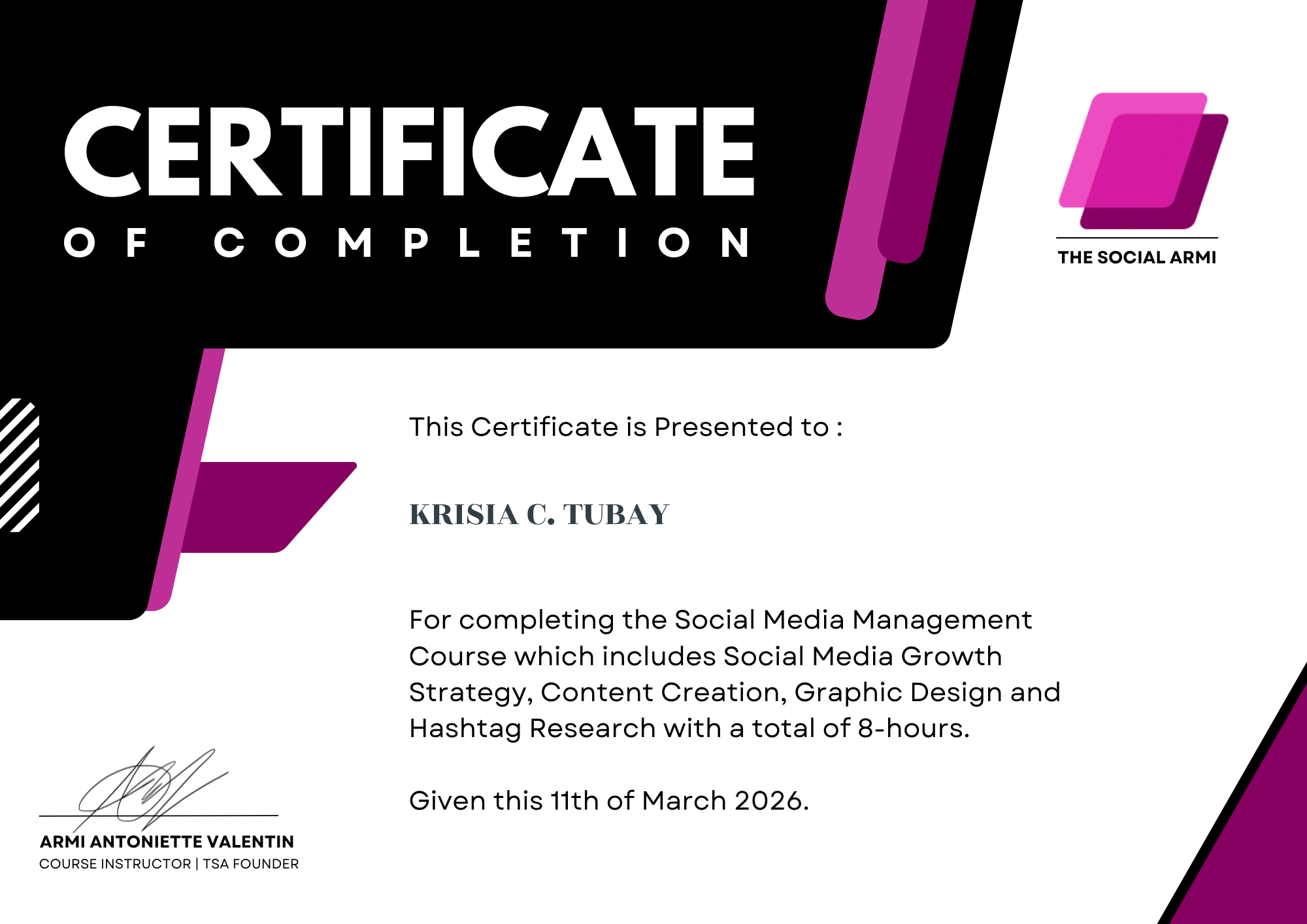 Social Media Management Certificate