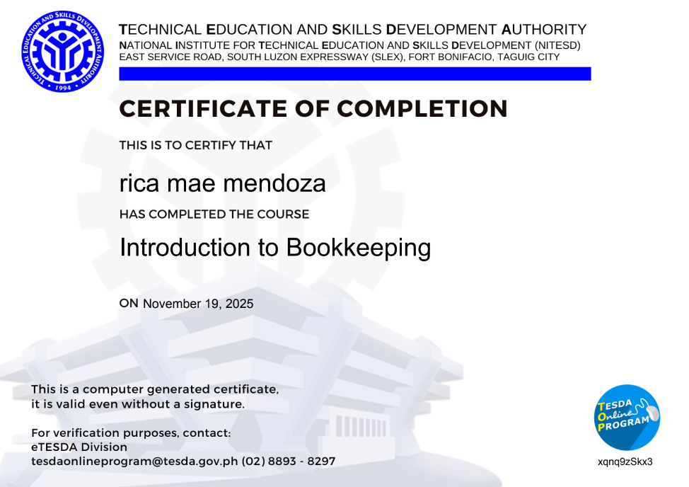 TESDA_ Introduction to Bookkeeping