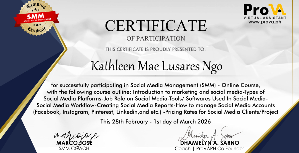 SMM ONLINE COURSE CERTIFICATE