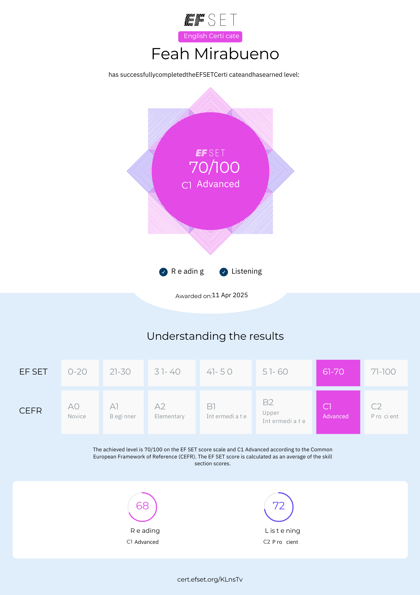English Proficiency Certificate