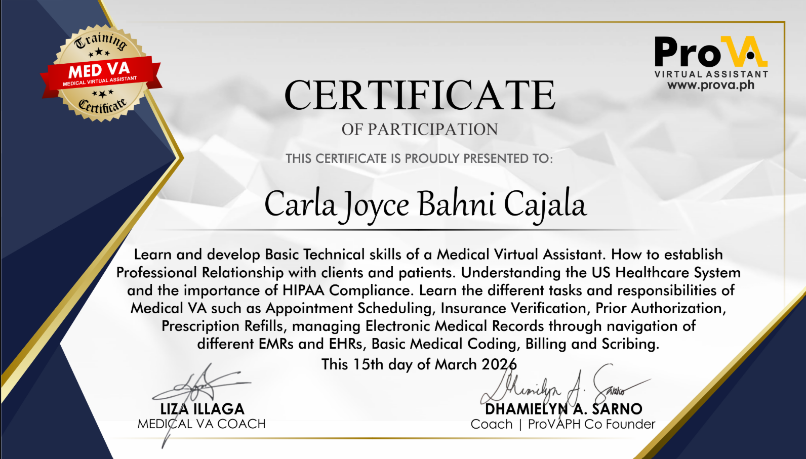 MEDICAL VIRTUAL ASSISTANCE TRAINING