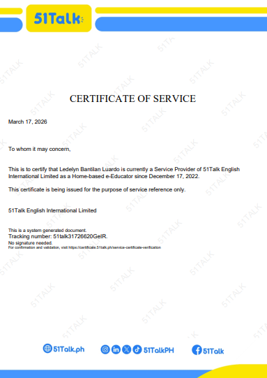 51Talk Certificate Of Employment