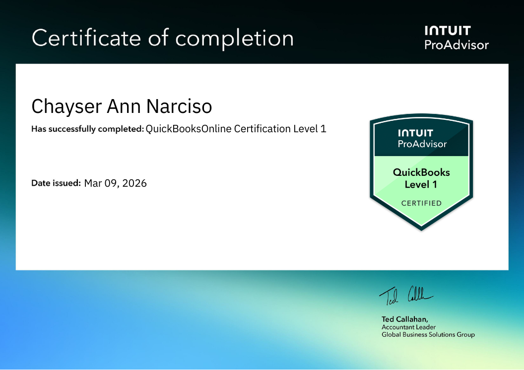 Intuit ProAdvisor QuickBooks Certified