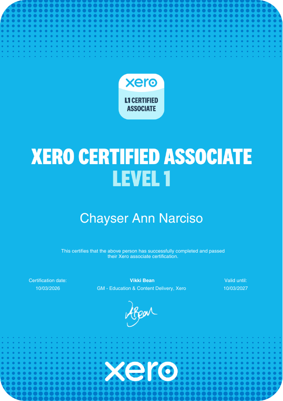 Xero Certified Associate Level 1