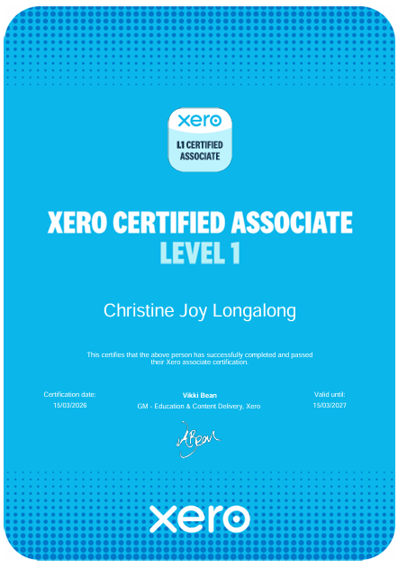 Xero Certificate