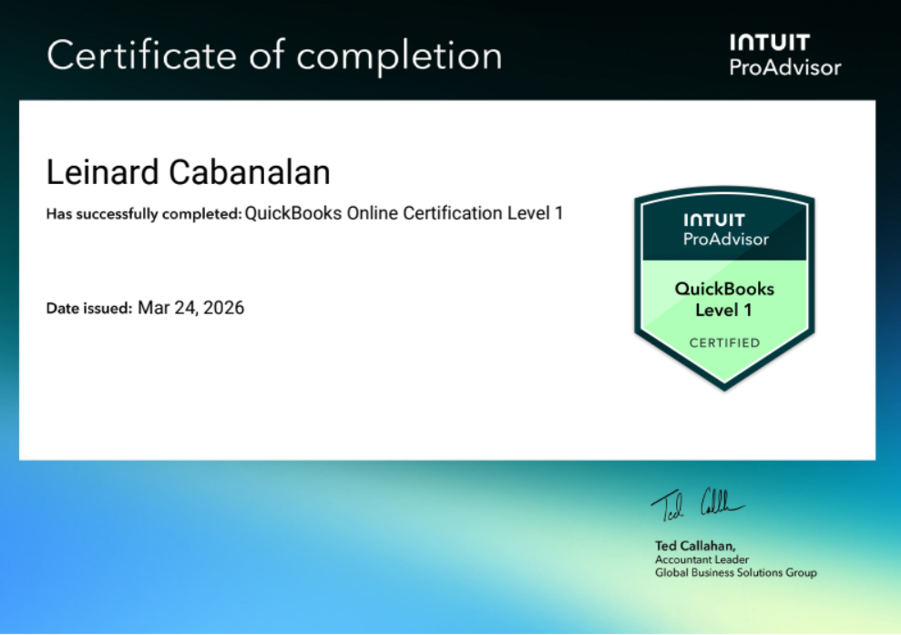 QuickBooks Online Certification Level 1