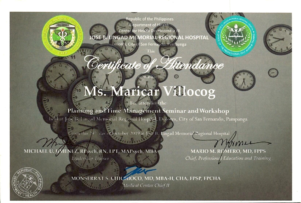 Certificate of Attendance