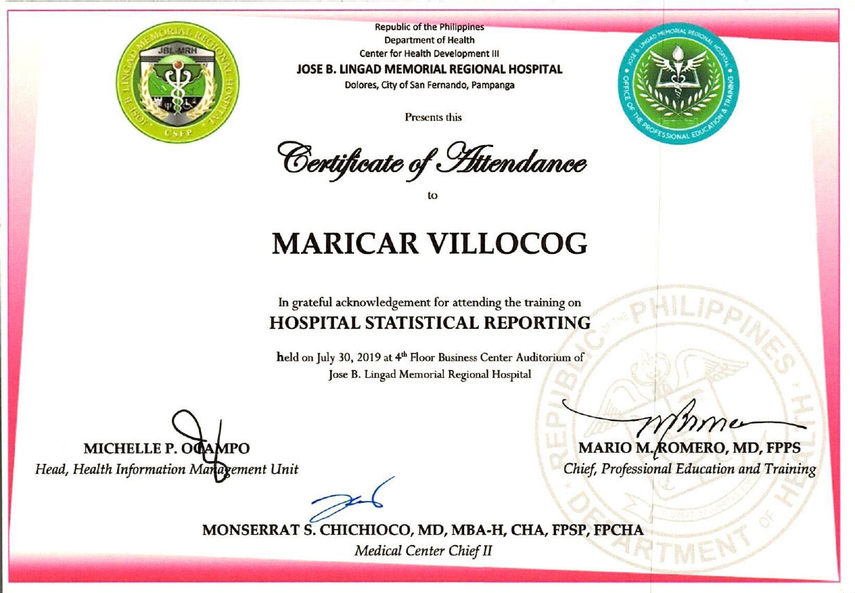 Certificate of Attendance