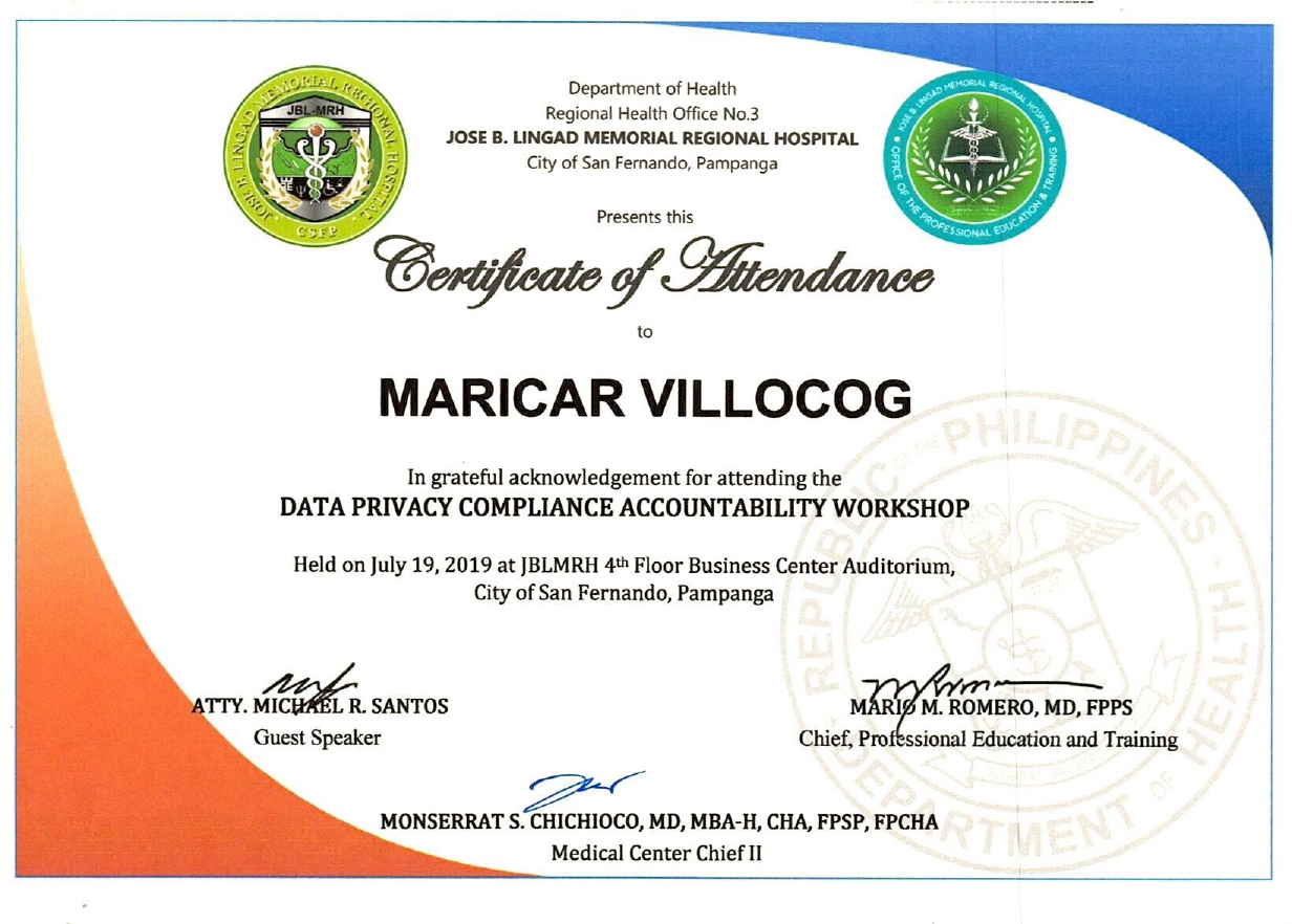 Certificate of Attendance