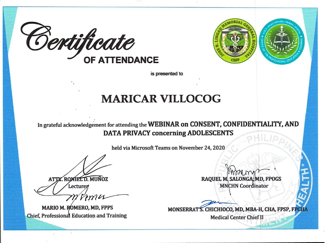 Certificate of Attendance