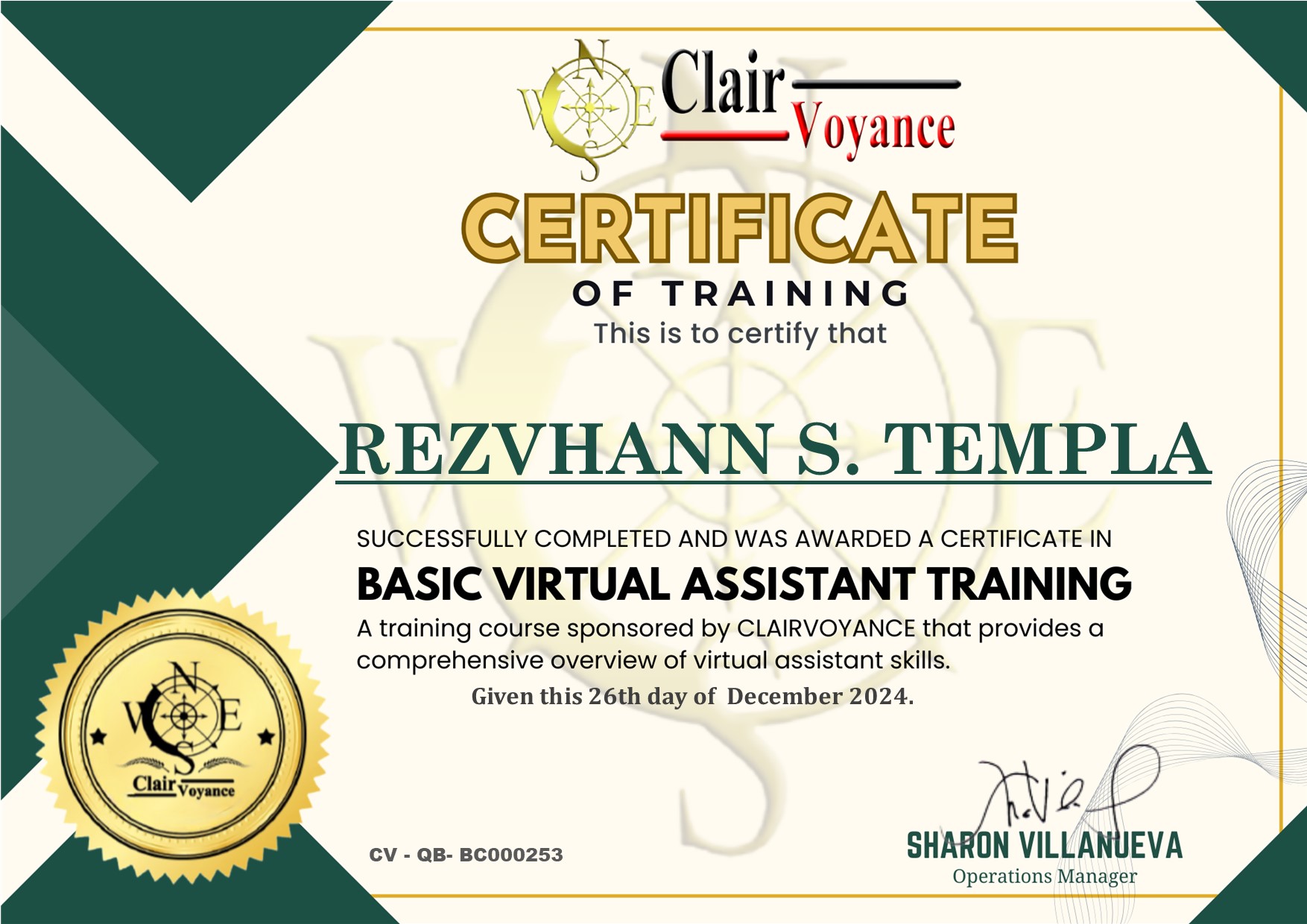 VIRTUAL ASSISTANCE CERTITICATION