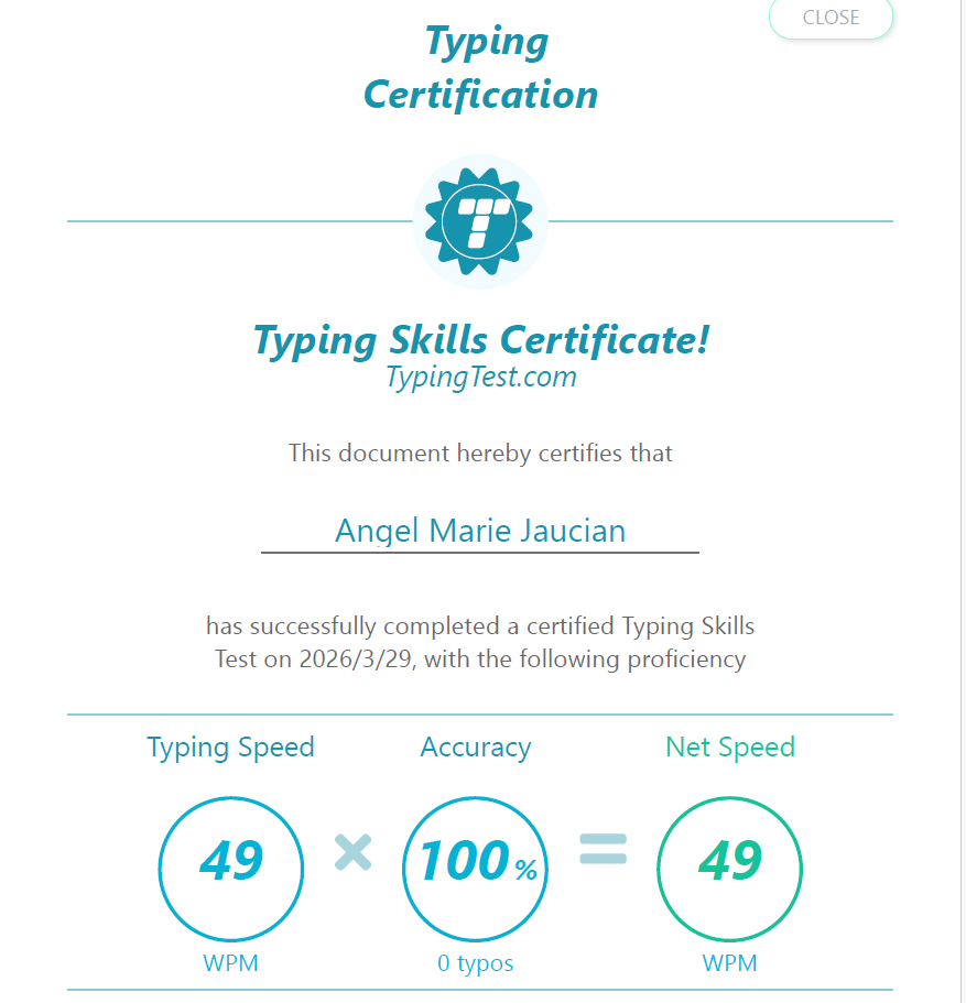 Typing Test Certification