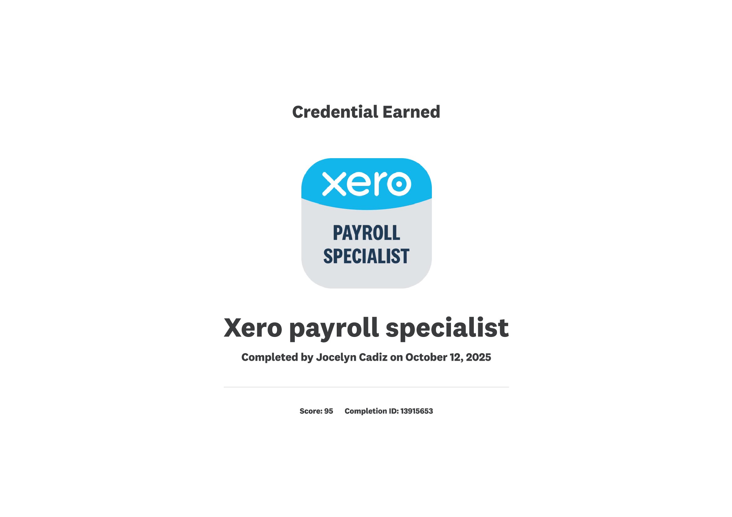 Xero Payroll Specialist - Certificate