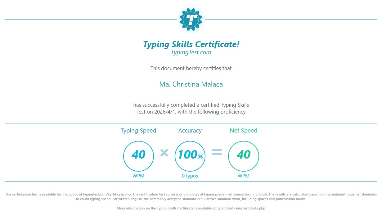 Typing Test Certification