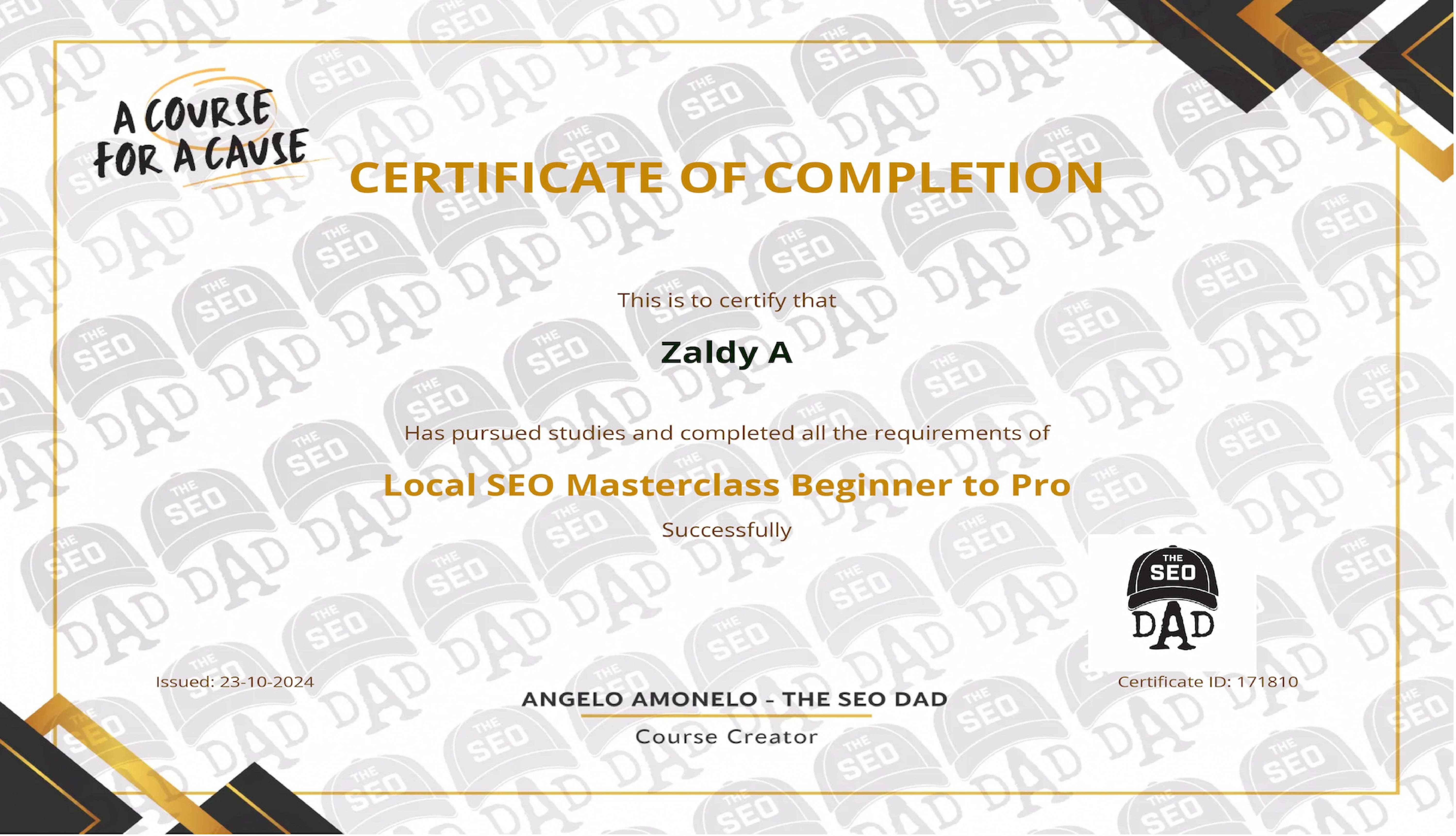 Local SEO Masterclass Certificate