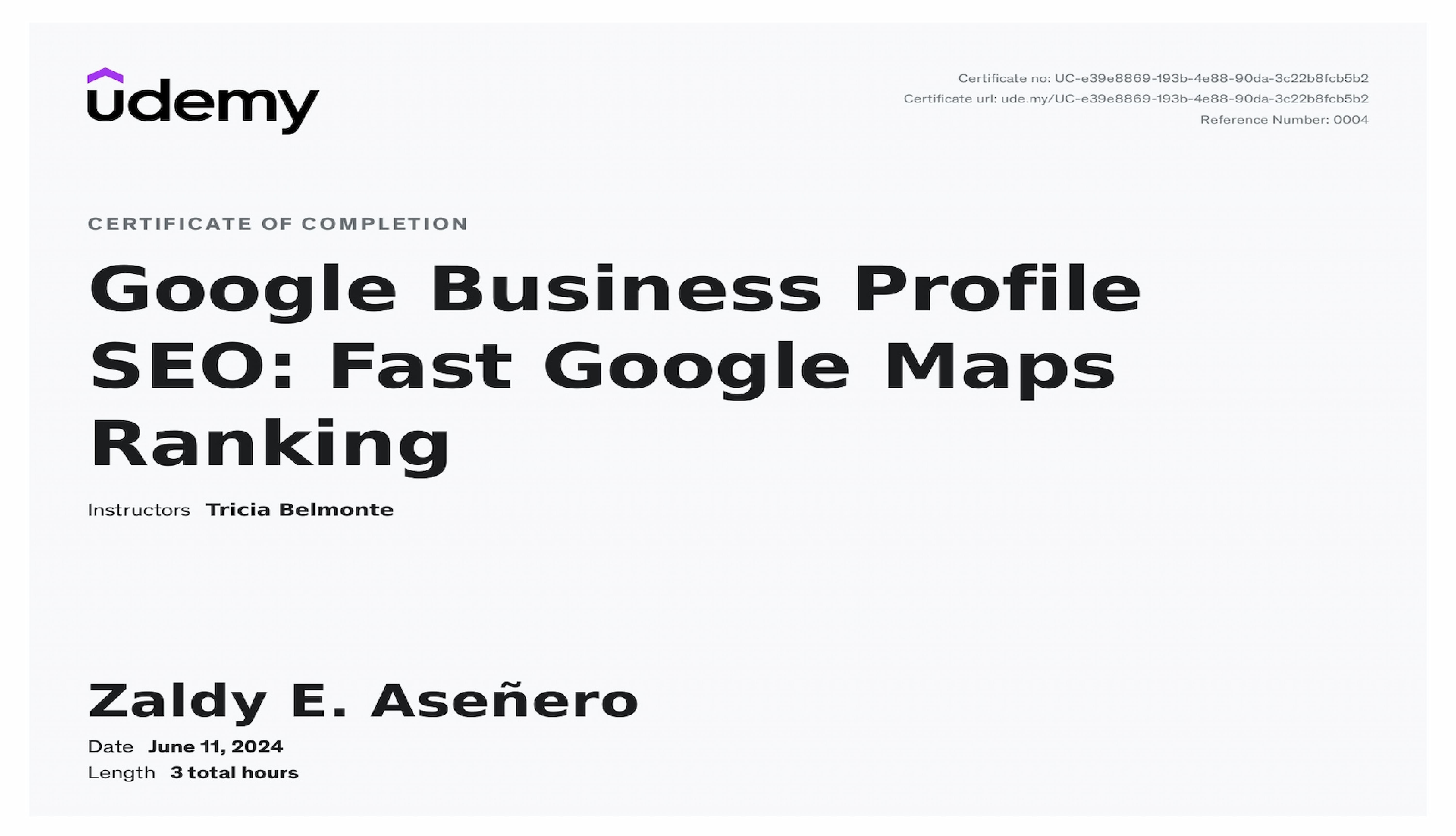 Google Business Profile SEO Maps Ranking Certificate Udemy
