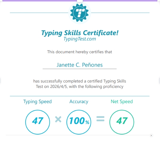 Typing Skills Certificate