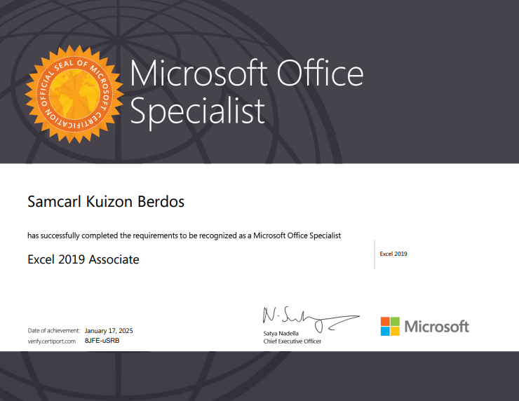 MOS Excel 2019